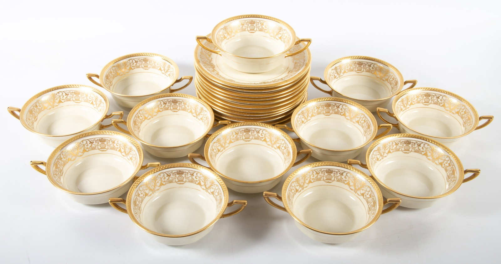 (24) PIECE ROSENTHAL CHINA: (12) soup bowls; (12) underplates, small chip on rim of (1) plate, VG