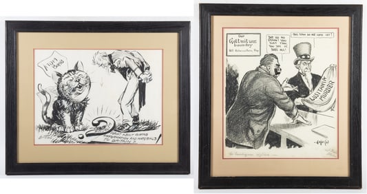 (2) POLITICAL CARTOON SKETCHES