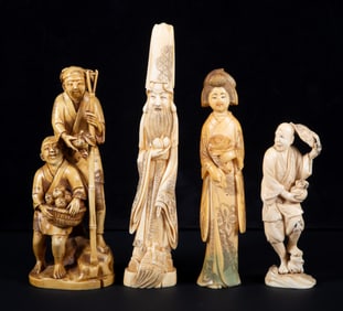 (4) CARVED BONE FIGURES