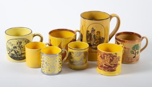 (8) CANARY YELLOW ANTIQUE CUPS