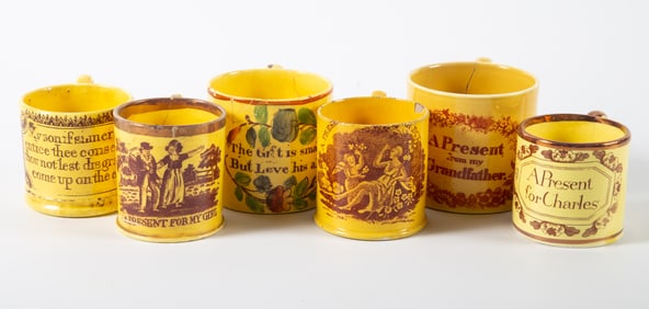 (6) CANARY YELLOW ANTIQUE CUPS