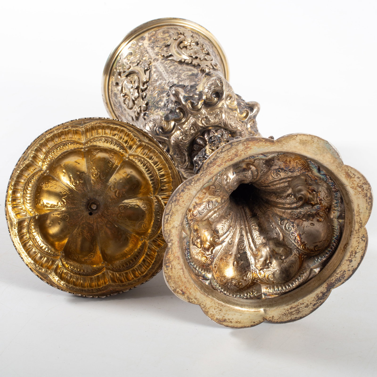 ANTIQUE SILVER COVERED CUP - 11