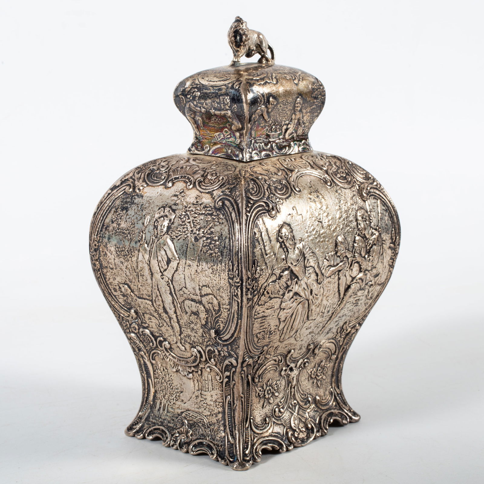 GERMAN OR DUTCH SILVER TEA CADDY - 3