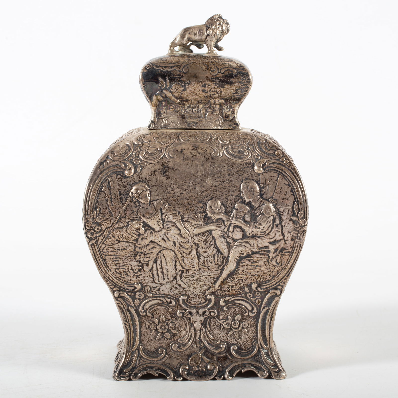 GERMAN OR DUTCH SILVER TEA CADDY - 4