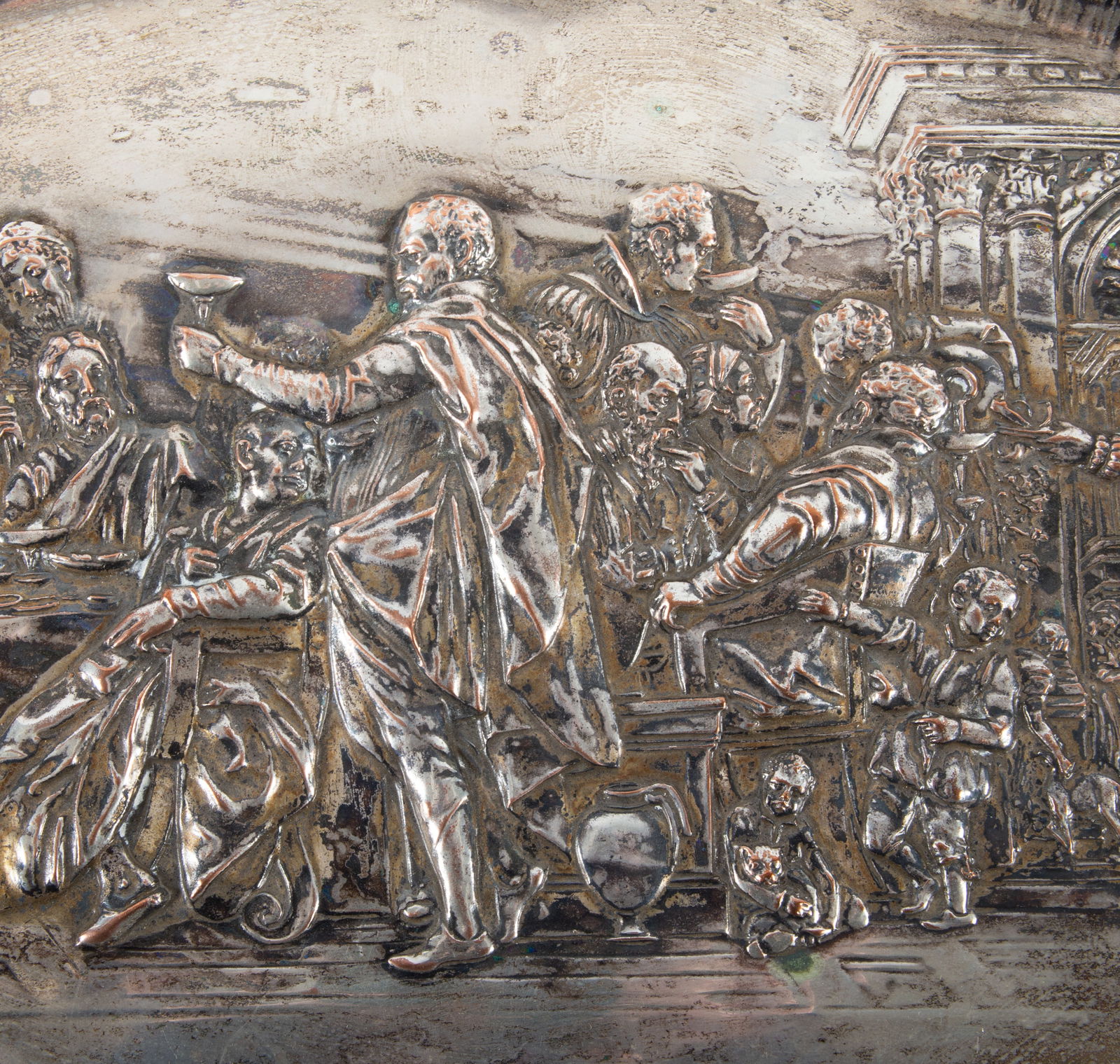 ALLEGORICAL SILVER/COPPER TRAY - 2