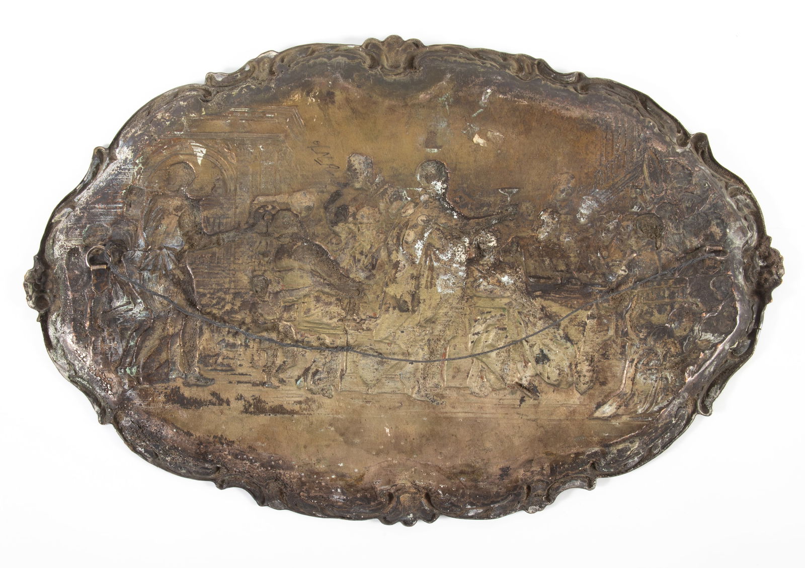 ALLEGORICAL SILVER/COPPER TRAY - 3