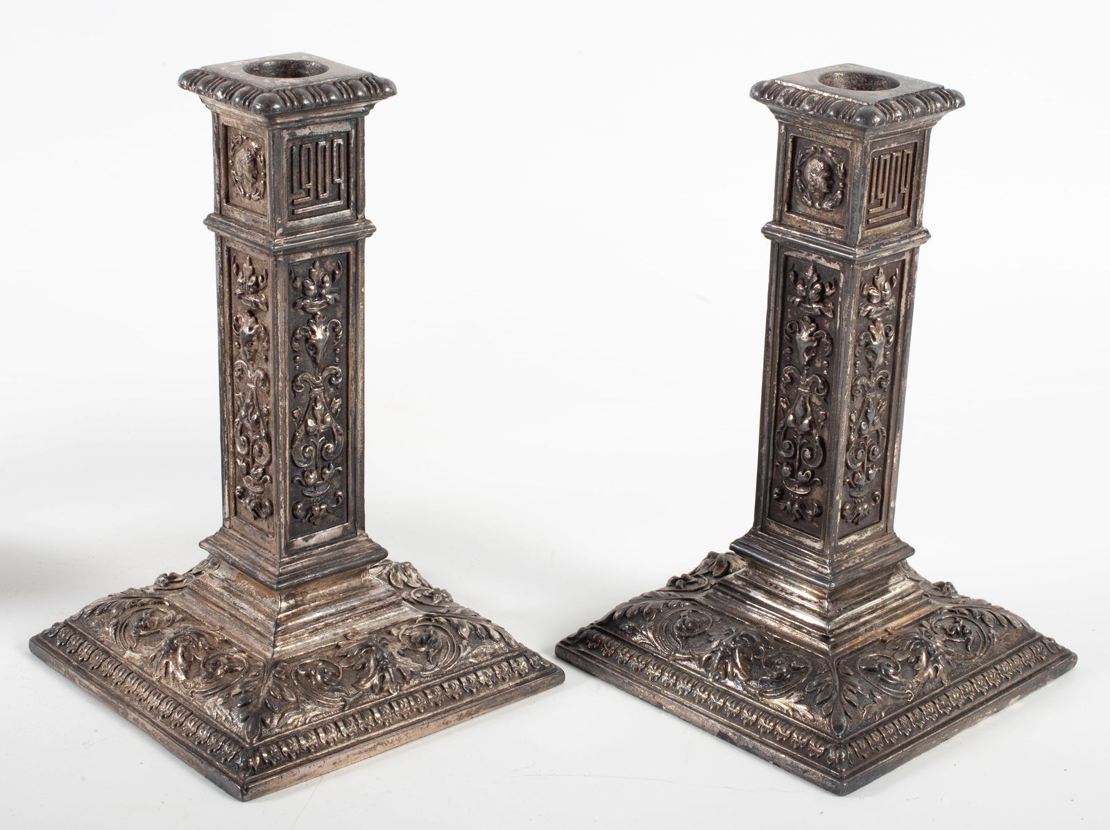 SILVER & PLATED CANDLESTICKS - (2) PAIR - 2