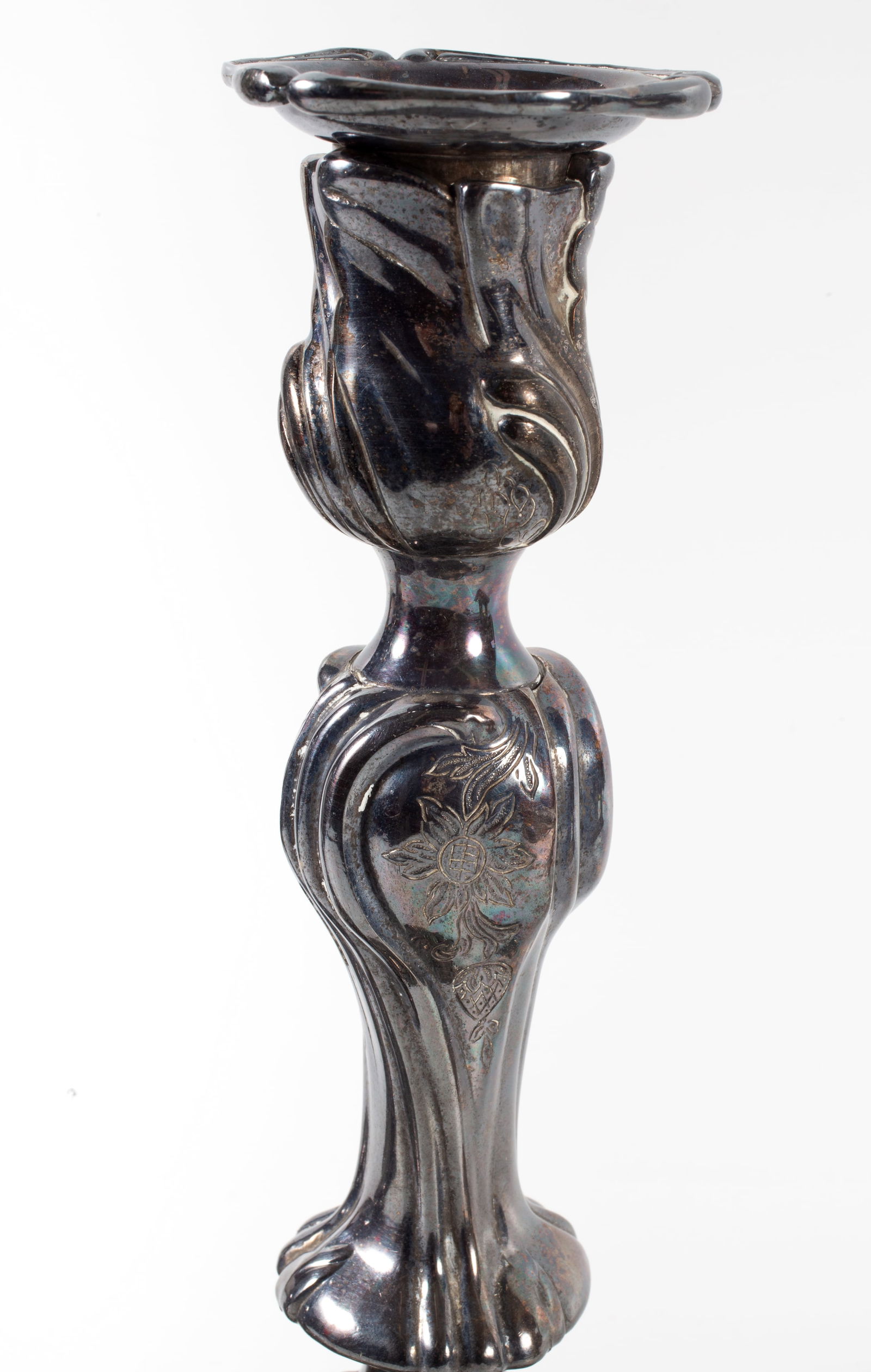 SILVER & PLATED CANDLESTICKS - (2) PAIR - 4