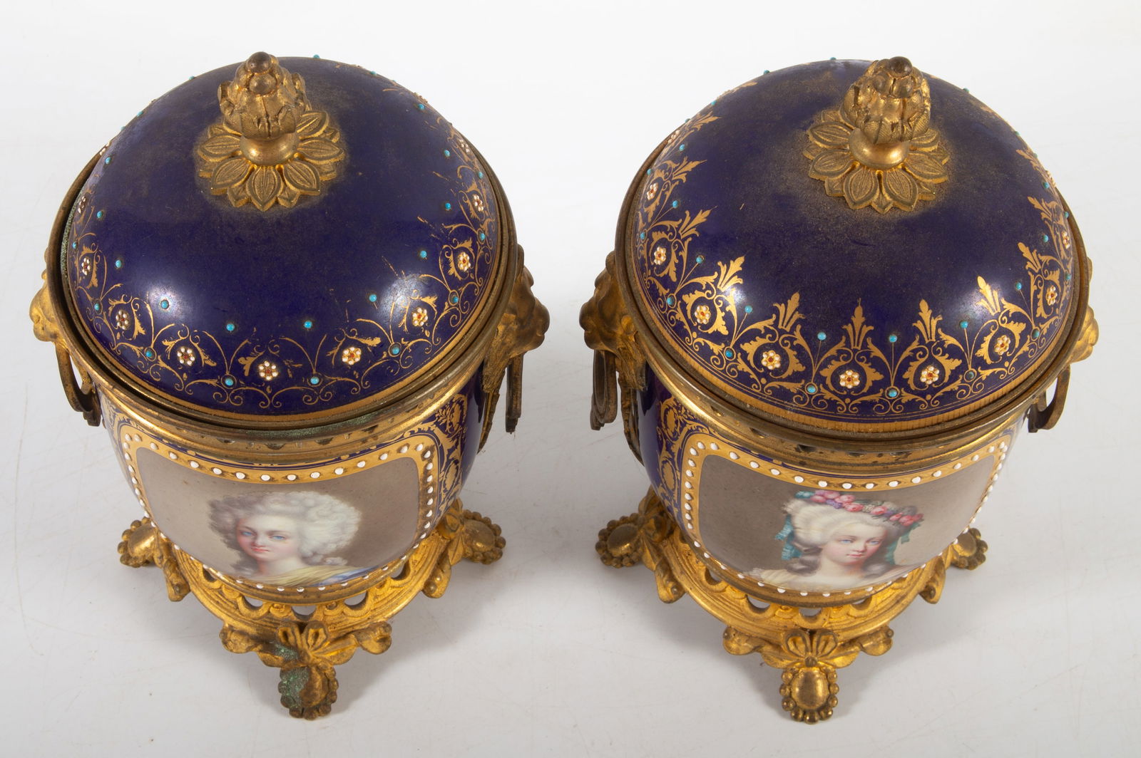 ANTIQUE SEVRES COVERED CACHE POTS (2) - 2