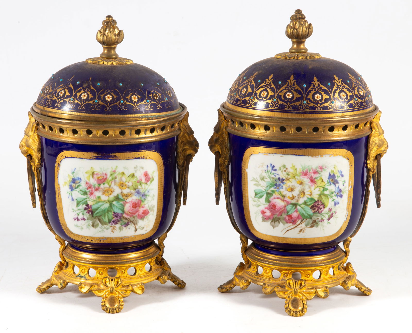 ANTIQUE SEVRES COVERED CACHE POTS (2) - 4