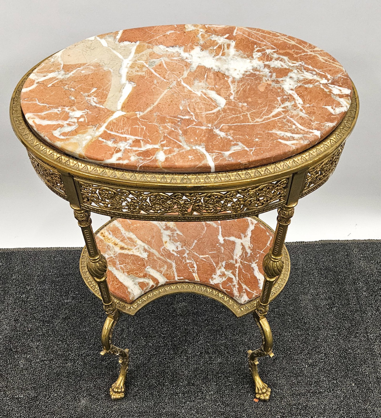 FRENCH MARBLE AND BRASS TABLE - 2