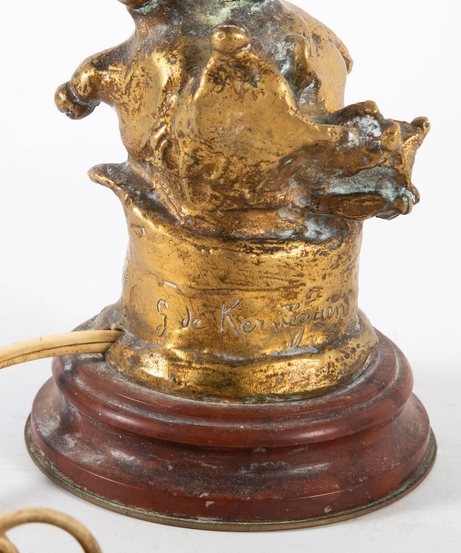 ANTIQUE BRONZE FIGURAL LAMP - 4