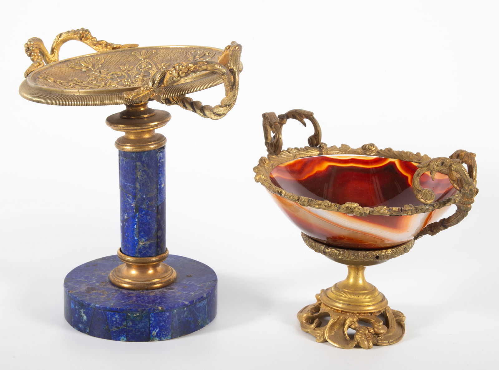 (2) HARDSTONE & ORMOLU TAZZAS - 4