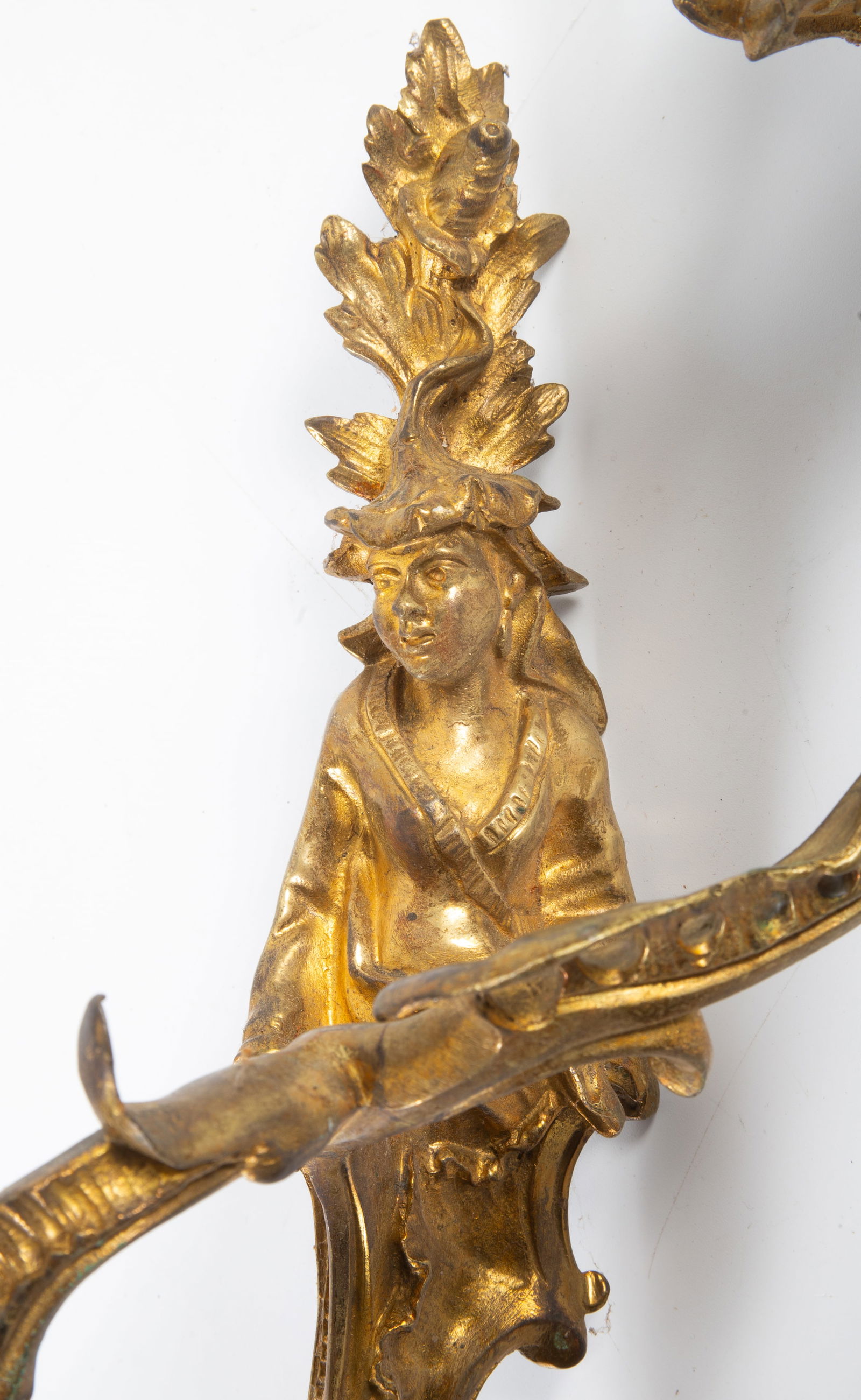 PAIR GILT BRONZE ROCOCO SCONCES - 2