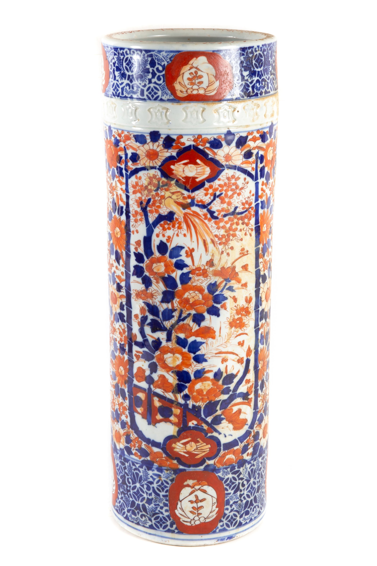 ANTIQUE IMARI UMBRELLA JAR: 19th Century; some cracks in base; H-21 1/2", F-G