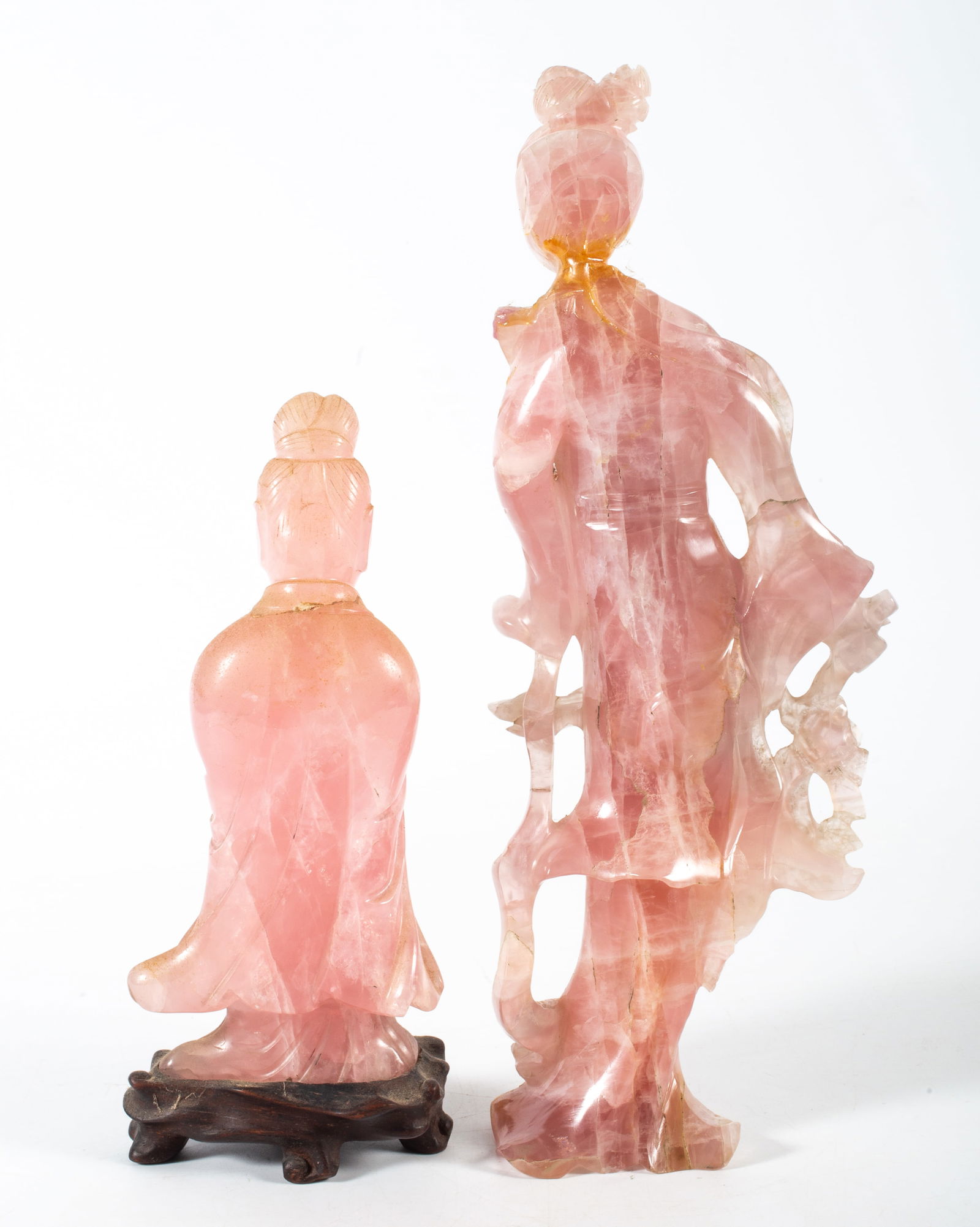 CHINESE ROSE QUARTZ FIGURES (2) - 2