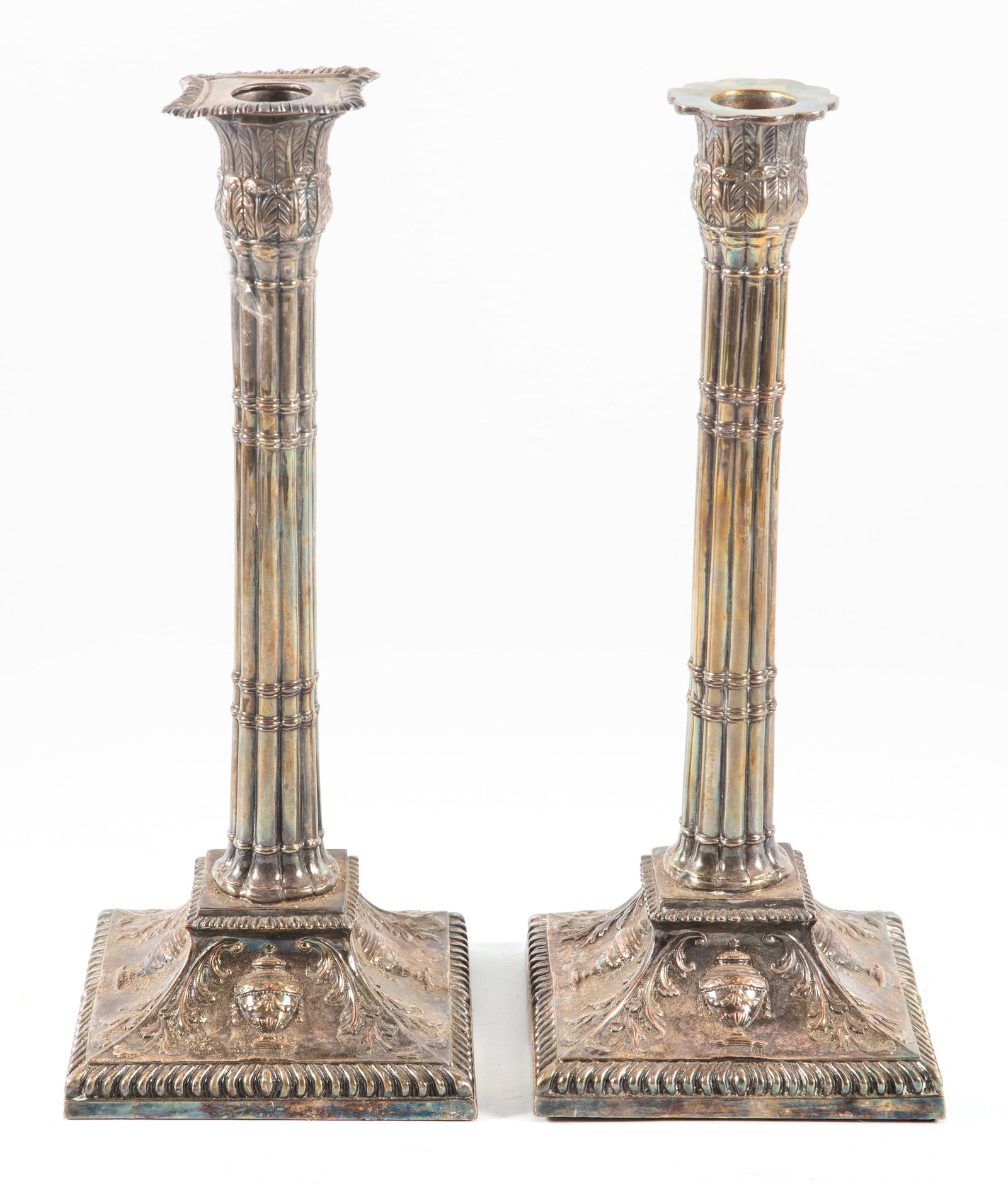 PAIR ACANTHUS SILVERPLATE CANDLESTICKS (1 of 5)