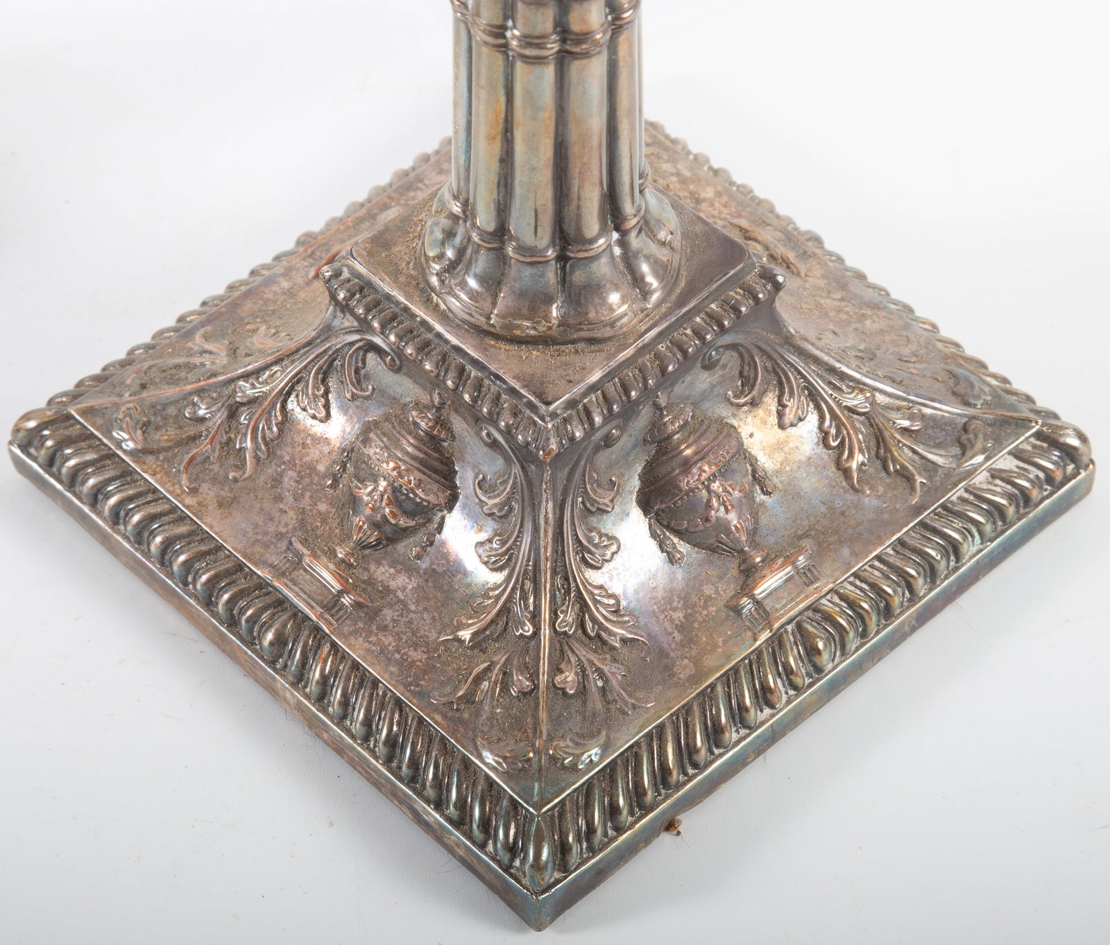 PAIR ACANTHUS SILVERPLATE CANDLESTICKS - 3