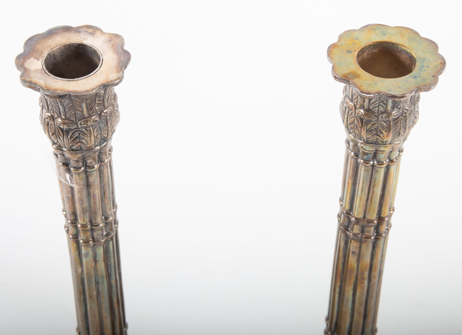 PAIR ACANTHUS SILVERPLATE CANDLESTICKS - 4