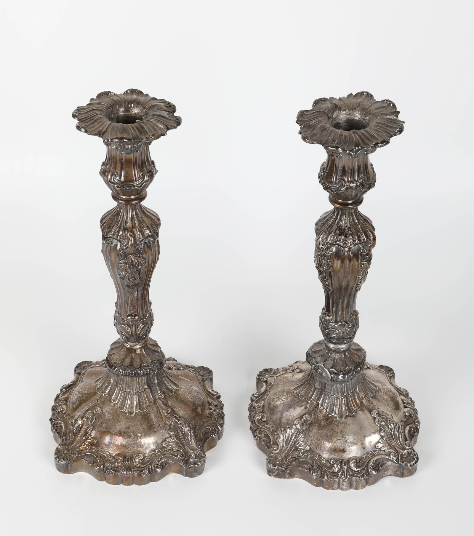 PAIR GEORGIAN SILVER CANDLESTICKS - 2