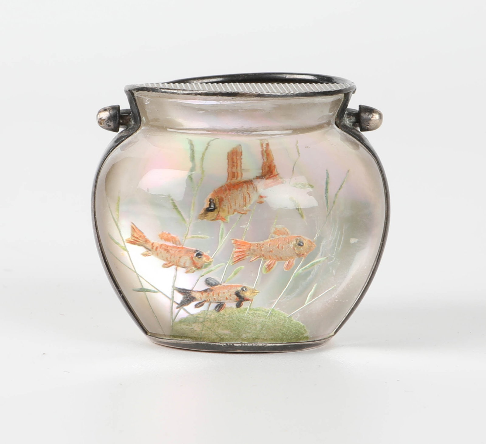 AUSTRIAN SILVER MOUNTED ART GLASS MATCH STRIKE: Signed; H-1 1/2", G-VG