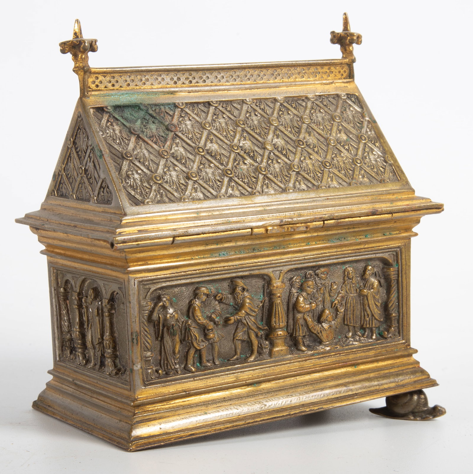 SMALL RUSSIAN BRASS ALMS BOX - 2