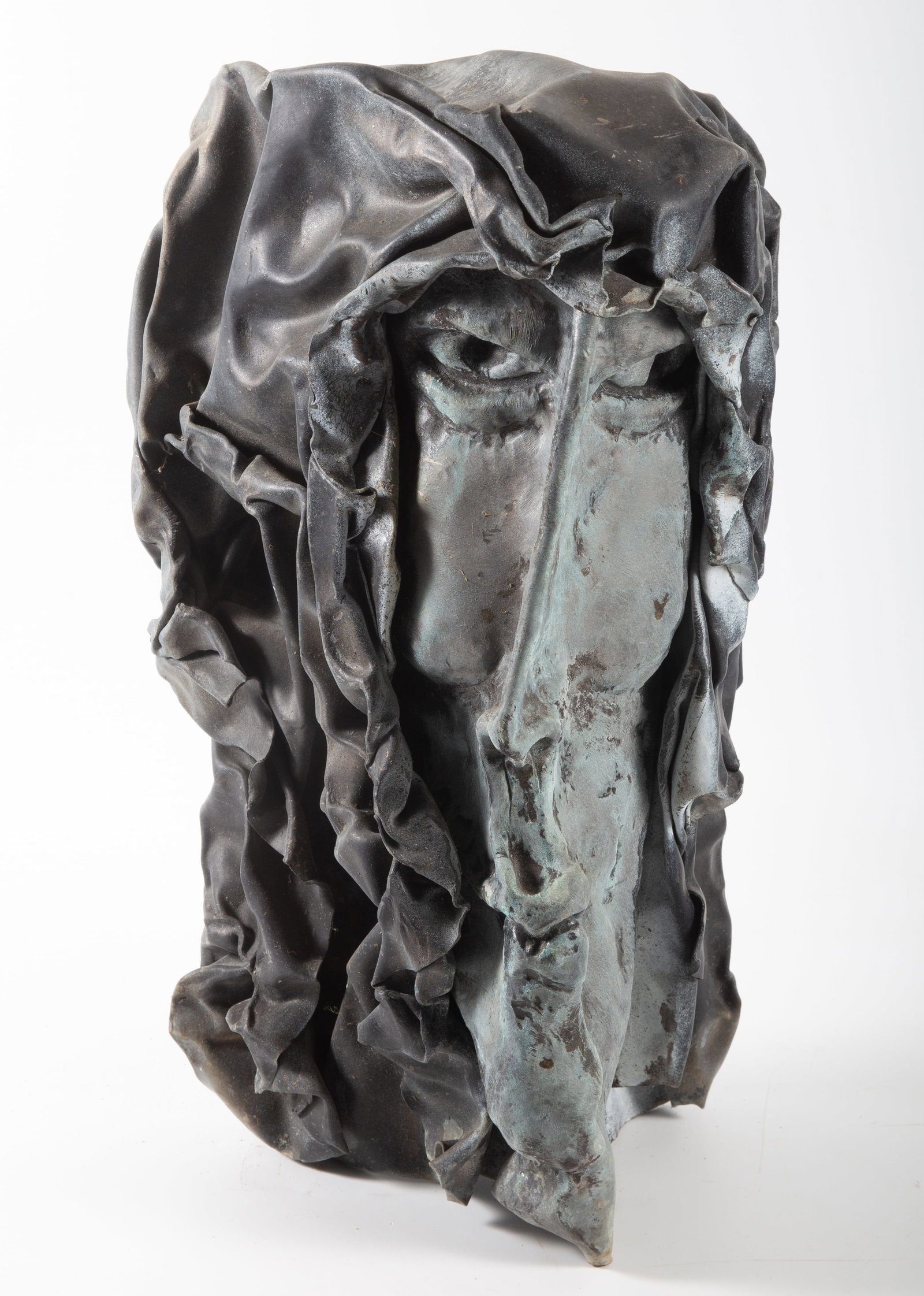 LEAD GARDEN SCULPTURE of CHRIST: Normal wear; 19" x 12" x 10", EX