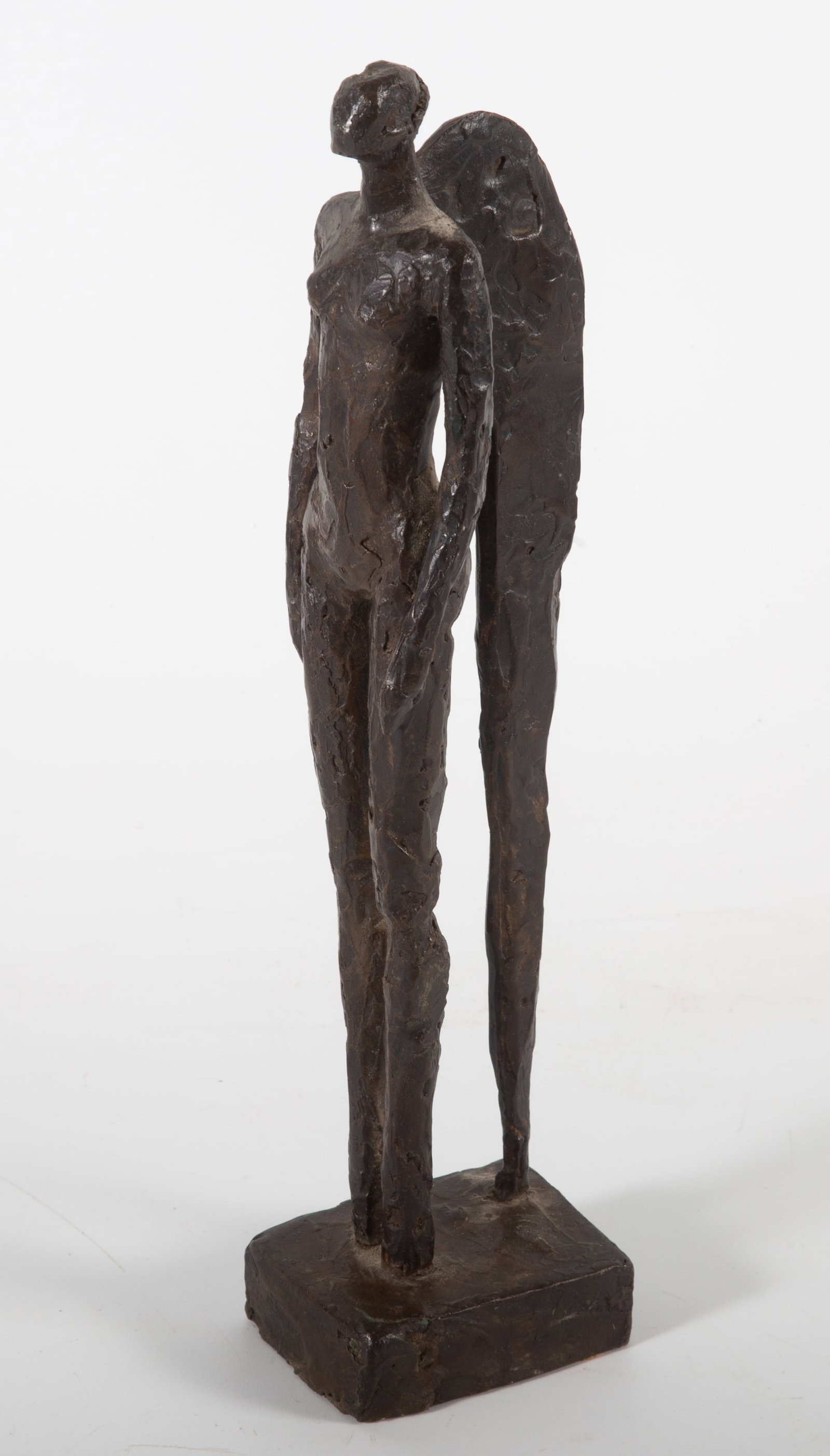 BRONZE STATUE IN THE MANNER OF GIACOMETTI: Brutalist figure; artist unknown; no condition issues noted; H-10', EX