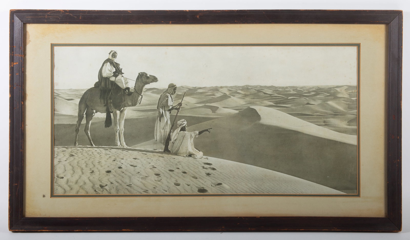 ART PHOTOGRAPH BEDOUINS ON THE SAHARA: Original framed artistic photograph; miscellaneous light foxing; image; 10" x 21"; frame: 16" x 28", VG-EX