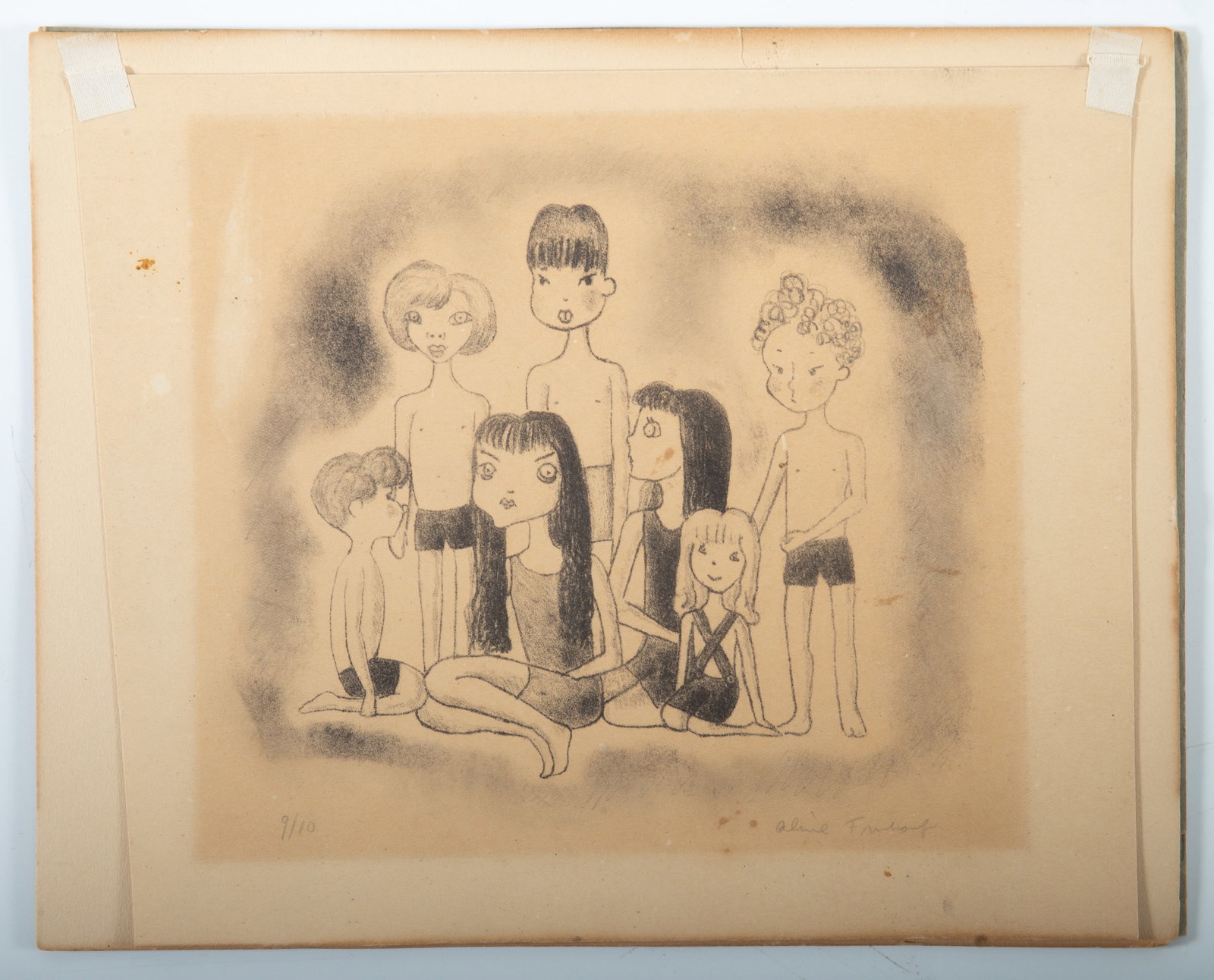 ALINE FRUHAUF PRINT: Signed and numbered; slightly cut down; light yellowing, 7 1/4" x 8 1/2", G-VG