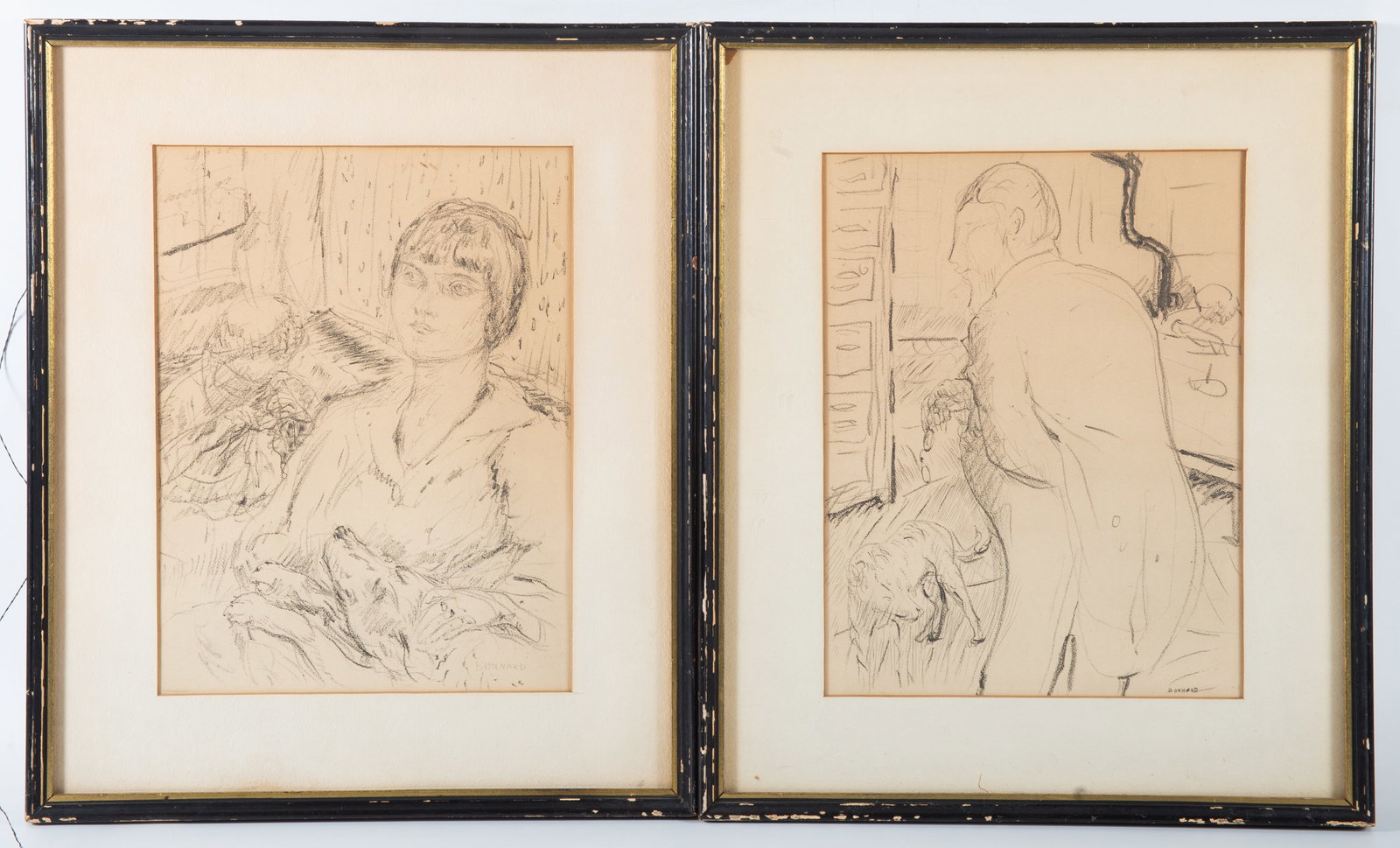 (2) BONNARD LITHOGRAPHS: Signed in litho; frame has wear; image: 10" x 8"; frame: 15" x 12 1/2", EX