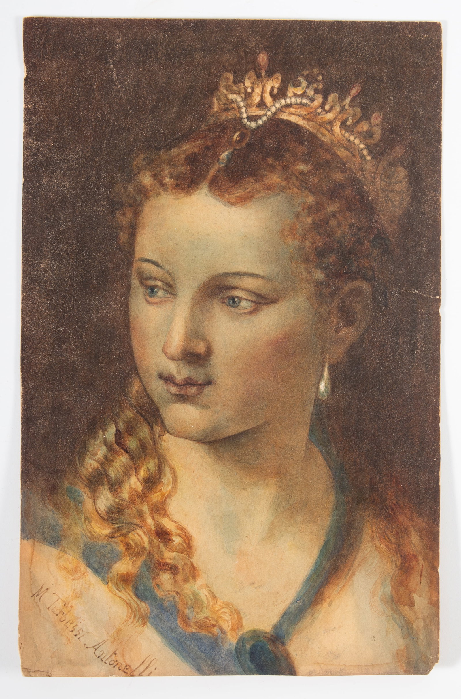 ITALIAN WATERCOLOR - ANTONELLI: Signed lower left: M. Turbessi Antonelli; minor corner and edge wear; 10" x 7", G-VG