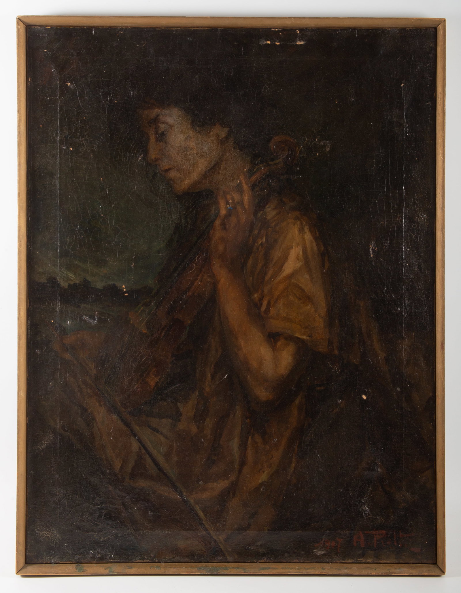1907 OIL ON CANVAS - WOMAN WITH CELLO (1 of 3)