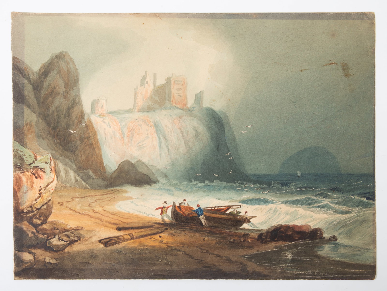 19TH CENTURY CONTINENTAL BEACH, CASTLE PAINTING (1 of 3)