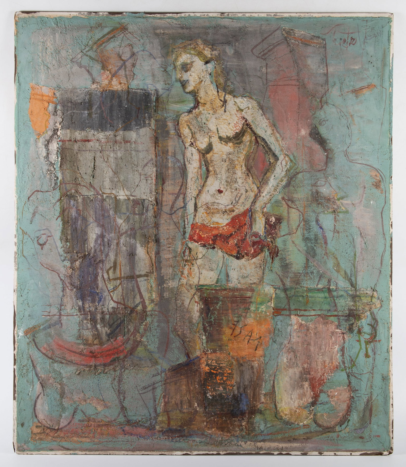 SIGNED ITALIAN POST IMPRESSIONIST PAINTING: On masonite; normal wear; 33" x 28", EX