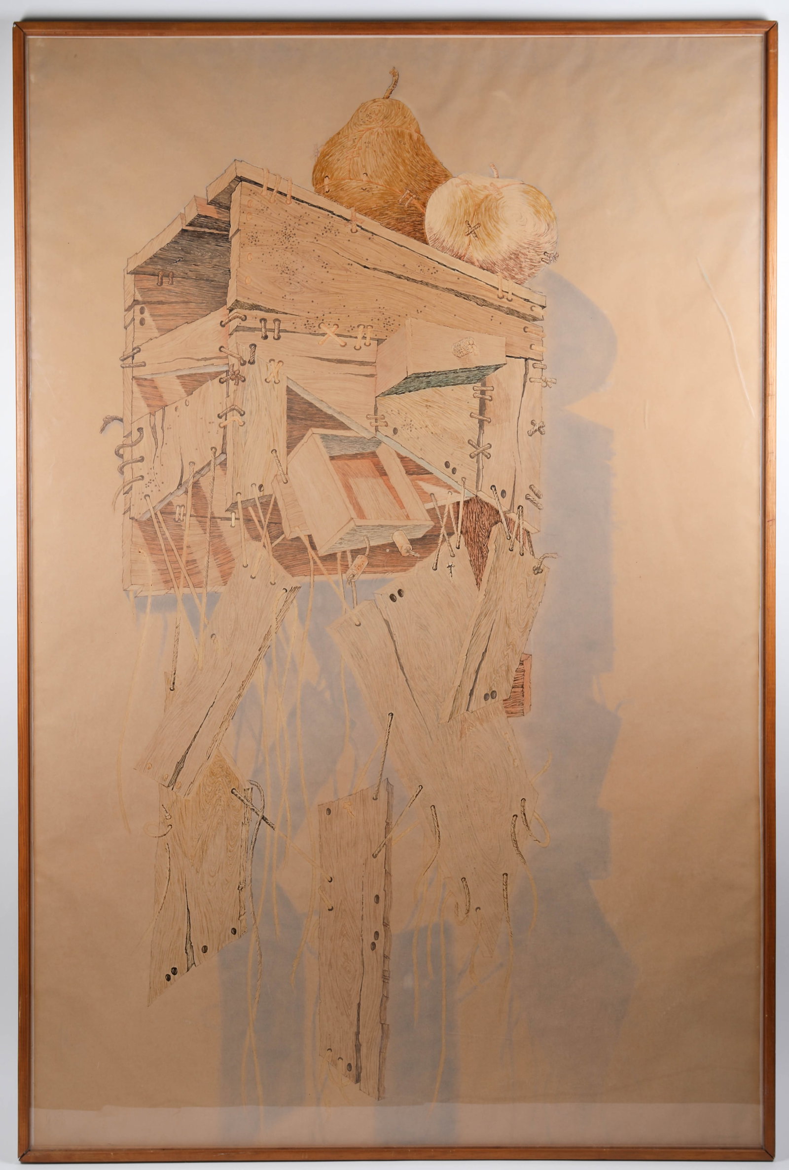 LEO JENSEN WATERCOLOR: The Fruit of Time; signed and titled on back; 72"x48.5", EX