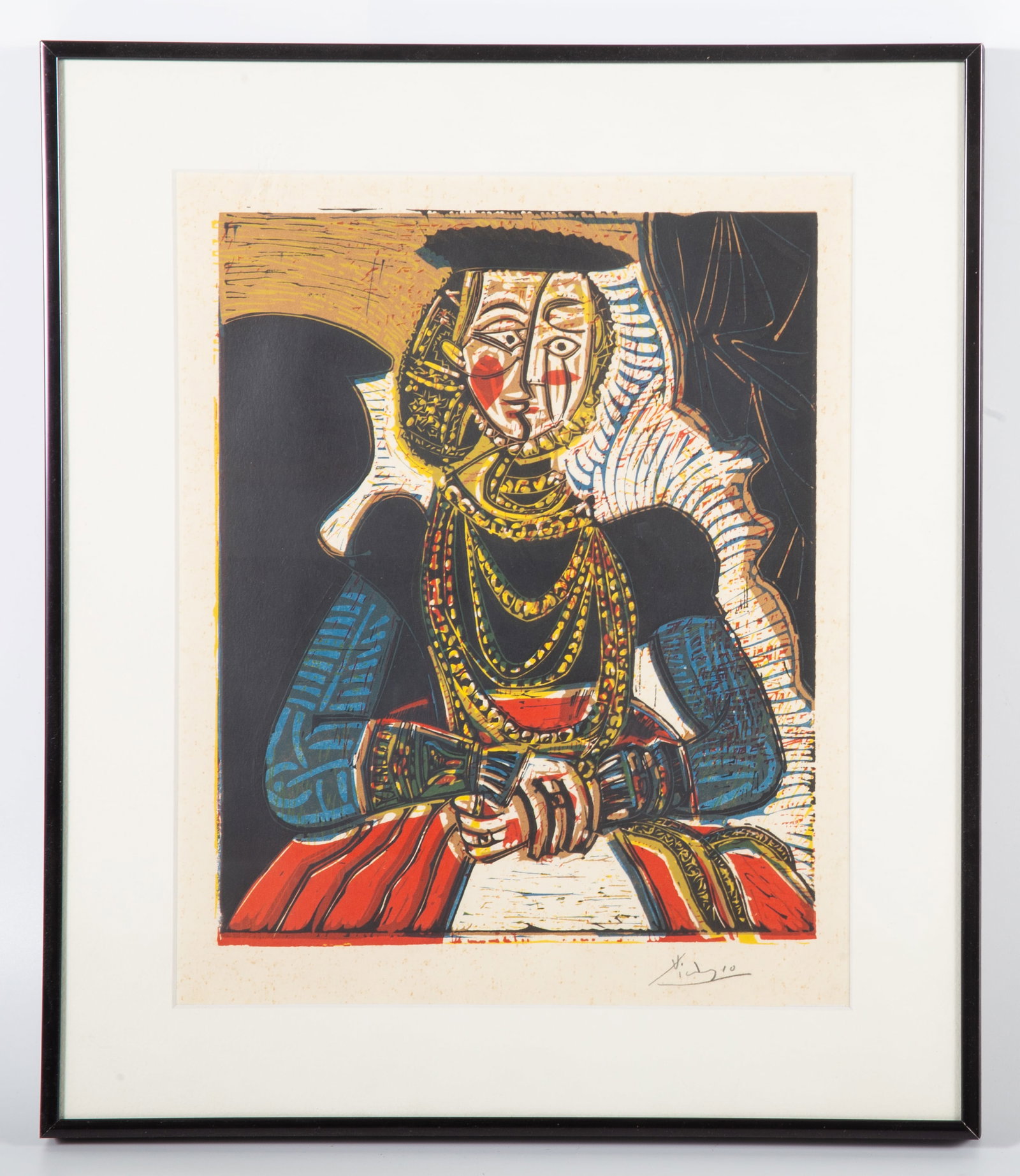 PABLO PICASSO LITHO: "Buste de femme d'apres Cranach le Jeune"; pencil signed; 12"x9.5", VG