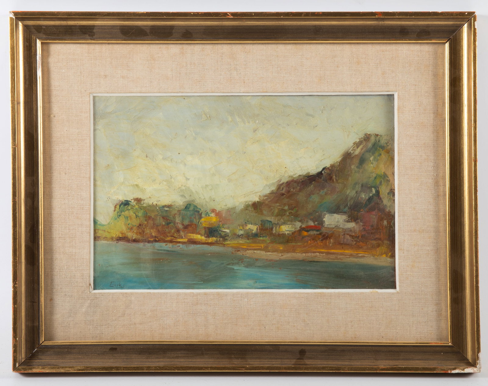 IMPRESSIONIST OIL PAINTING: Signed lower left; image 7"x11" - frame 13"X17", F-VG