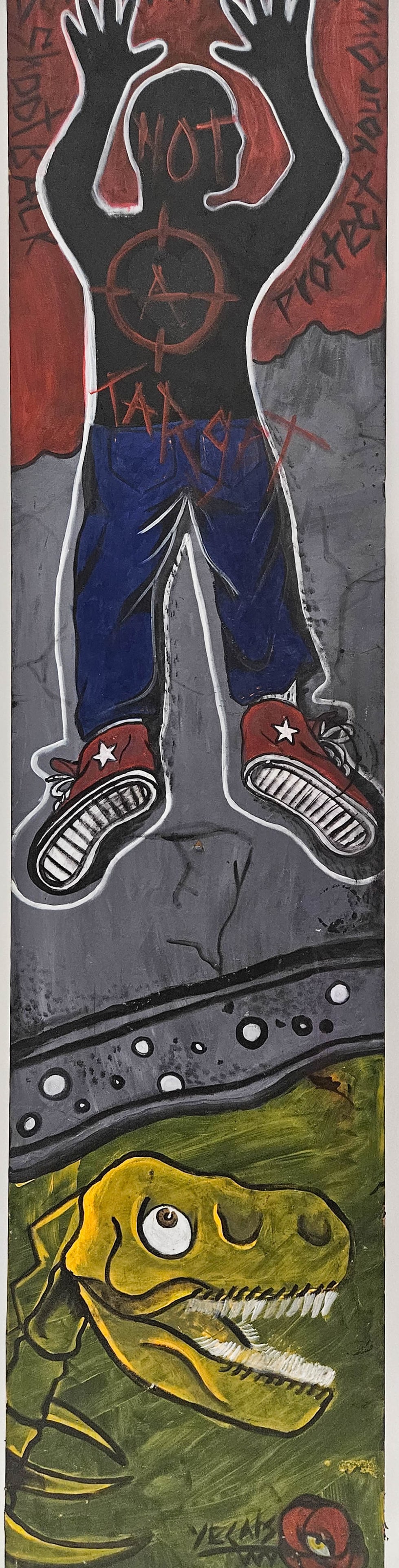 URBAN ART - WASHINGTON DC: Pulled from dumpster; dent lower right edge; 73" x 18", G