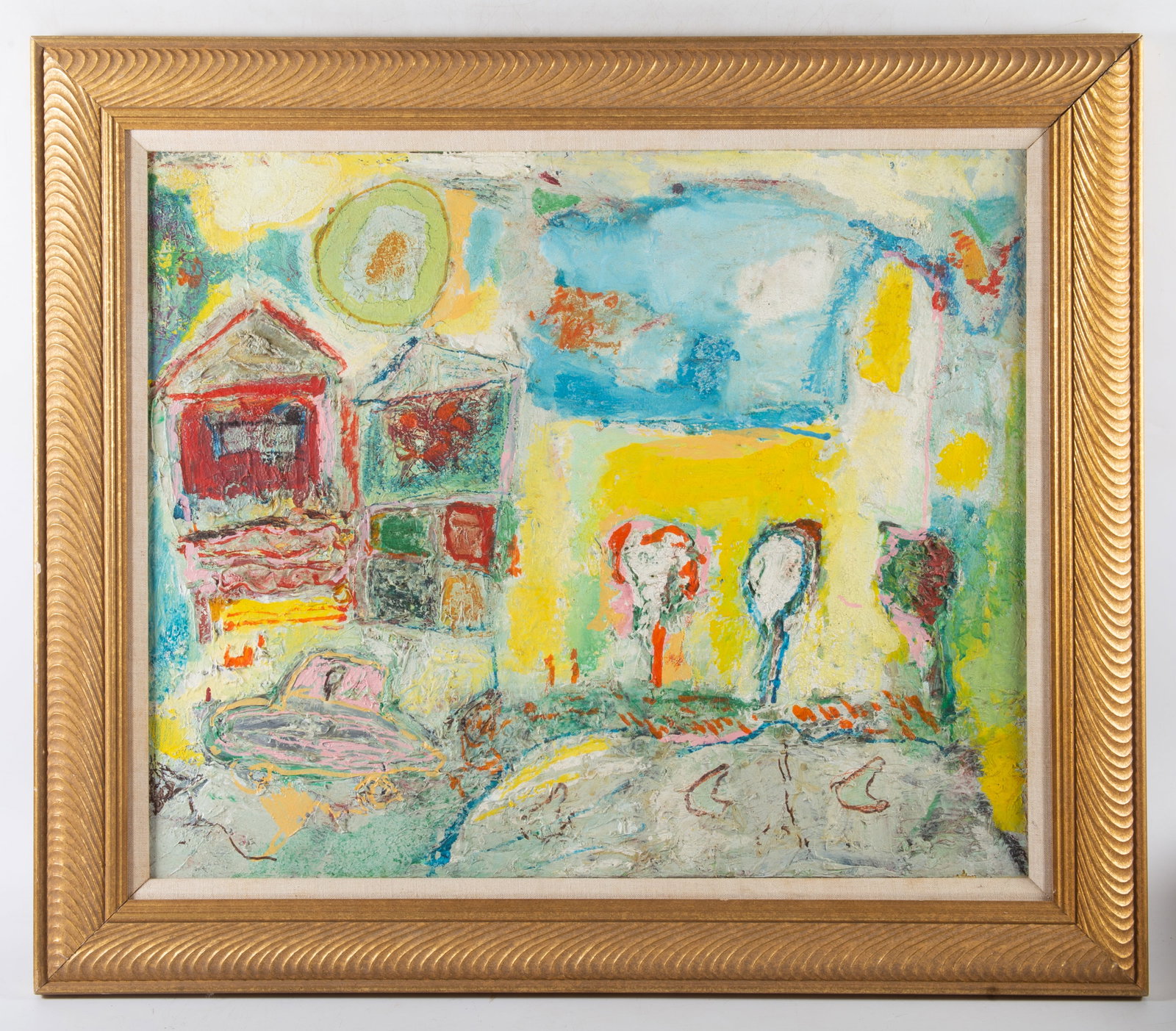 OIL PAINTING: Italian (?) artist; image 19.5"x24" - frame 25.5"x30", EX