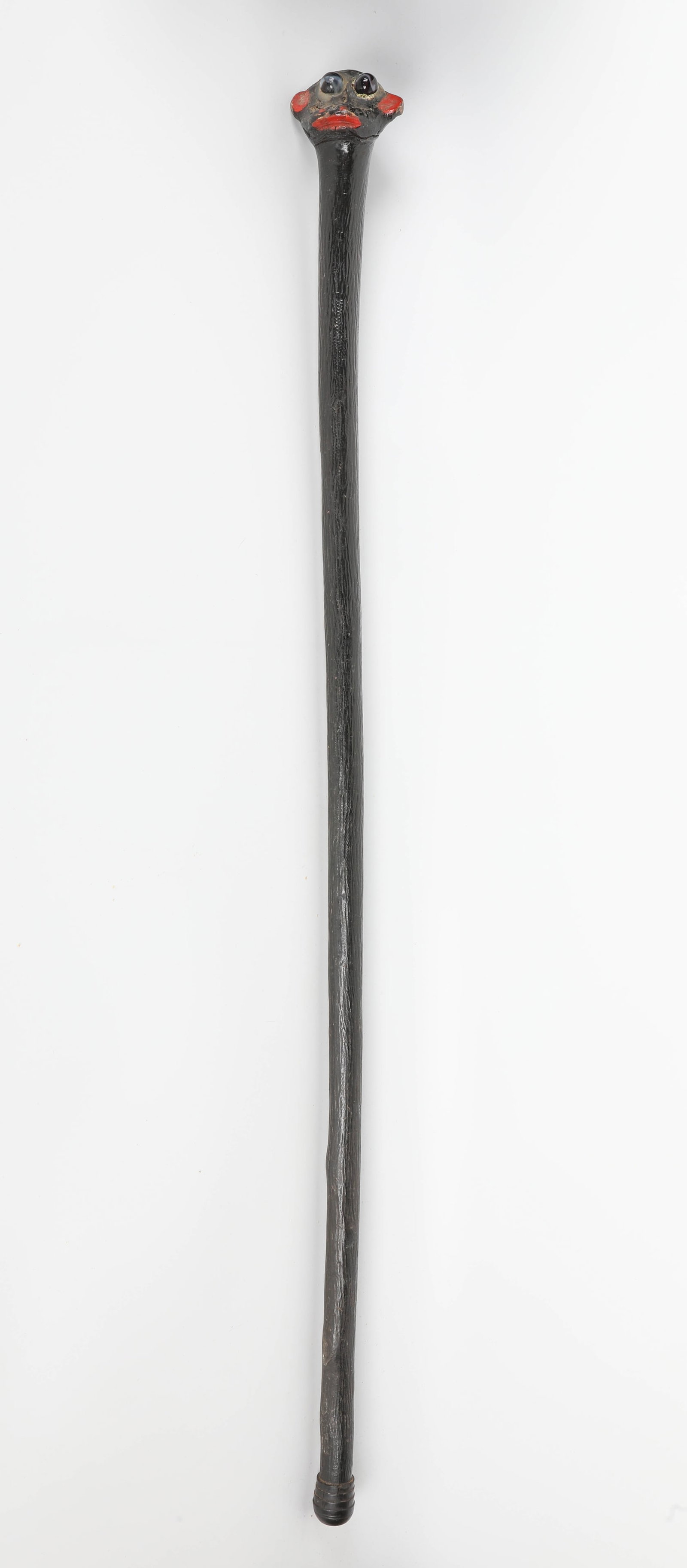 CARVED MONKEY HEAD CANE: L-38", VG