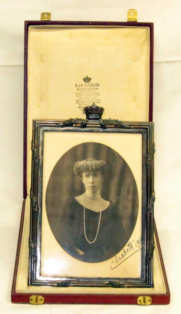 STERLING FRAMED KING ALBERT & ELIZABETH (PAIR): Photo image of Albert I of Belgium (1875-1934) and his wife Duchess Elisabeth of Bavaria (1876-1963); they had three children, including King Leopold III of Belgium and Queen Marie Jose of Italy; both