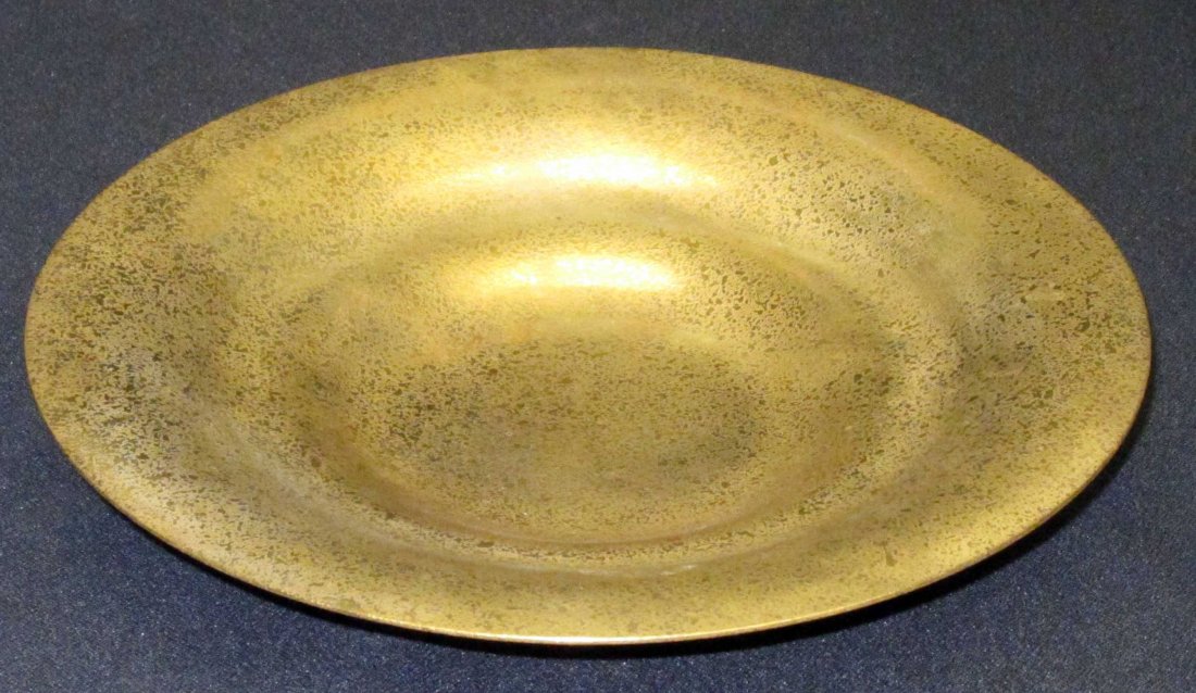 TIFFANY STUDIOS BRONZE DISH: 1708(?); slight discoloration on underside base rim; Dia.-8 7/8", G-VG
