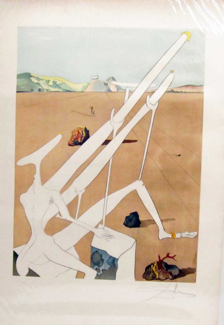 DALI LITHOGRAPH: Cosmos Series, "Martian Dali Equipped with a Double Holoelectronic Microscope", signed in pencil lower right; 111/195; image 29 1/2" x 22"