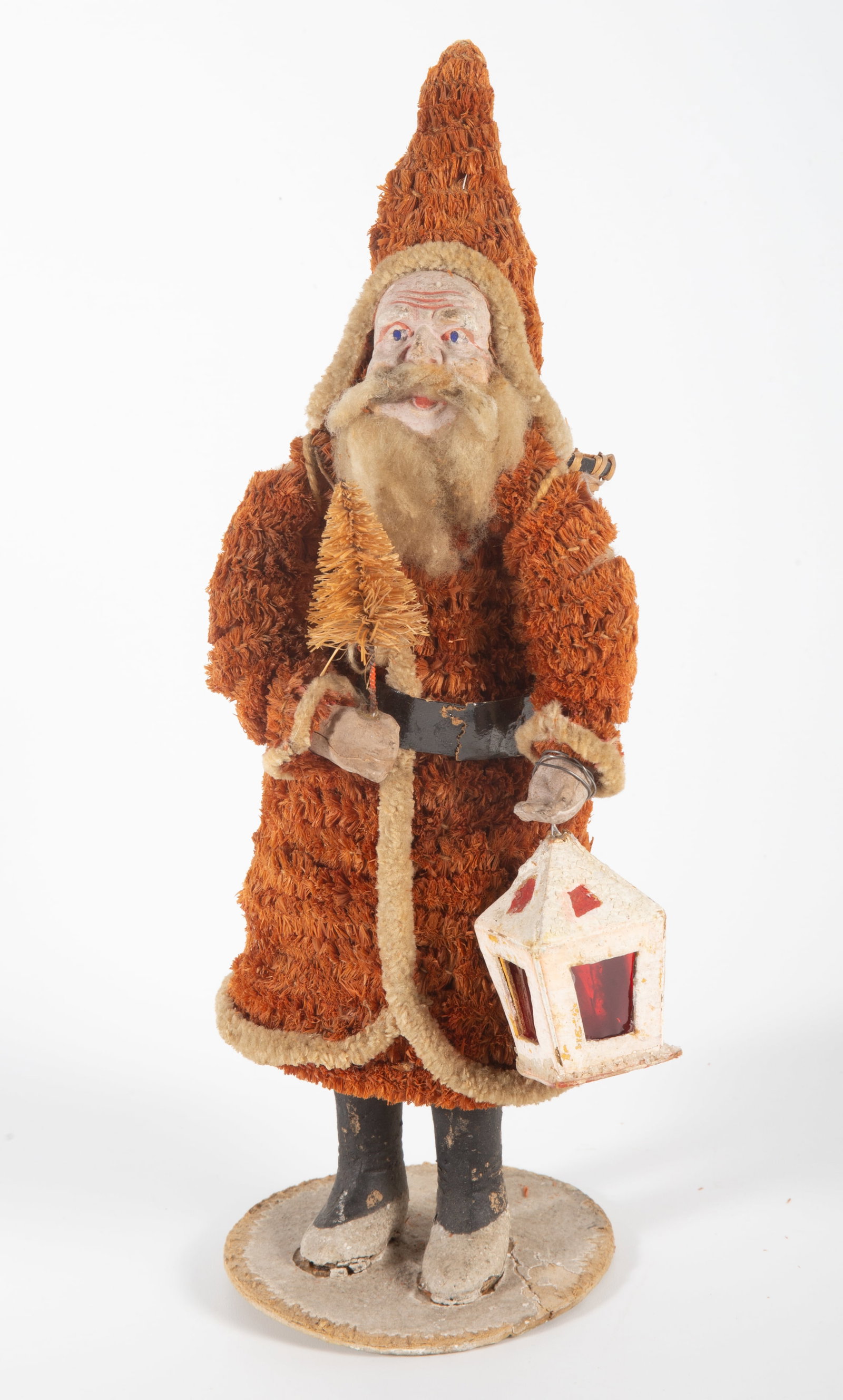 1930s HINOKI SANTA CLAUS: Composition face; *has some covering wear and wear to boots; H-9"; VG