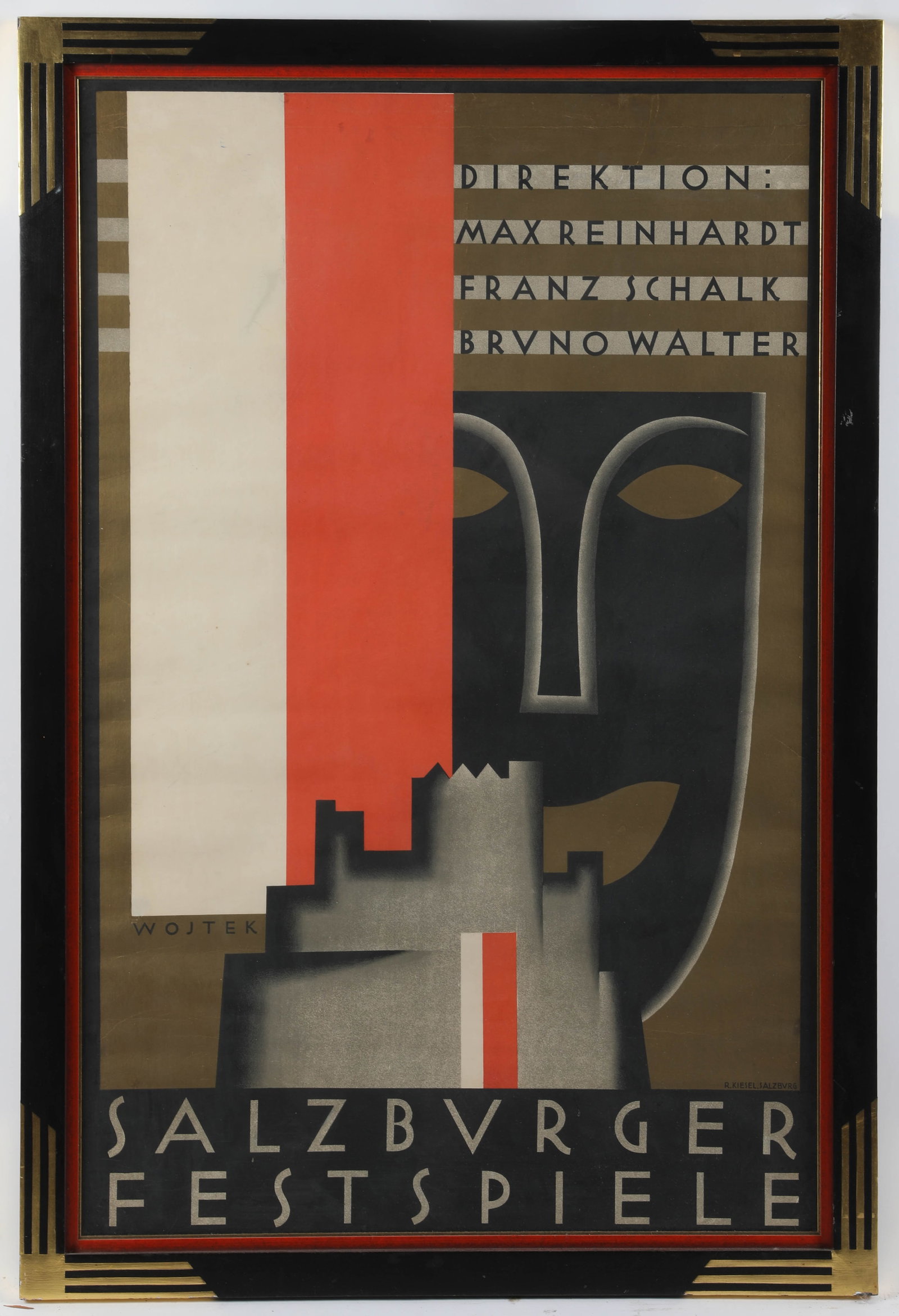 FRAMED POSTER, 1928 SALZBURG FESTIVAL: Designed by Wojtek, Salzburger Festspiece; custom frame H-42"xL-28", G