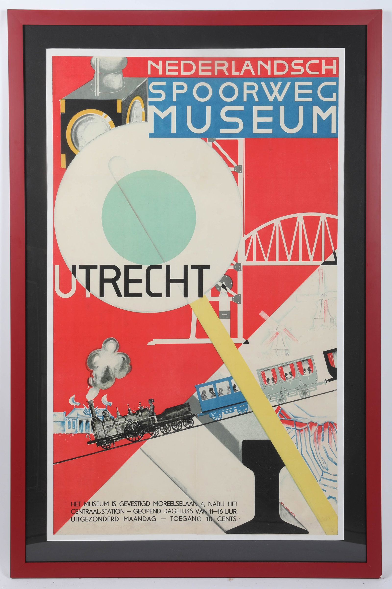 SPOORWEG MUSEUM POSTER: Utrecht; Jac Jungert; frame H-47"xL-31"; fold lines, VG-EX