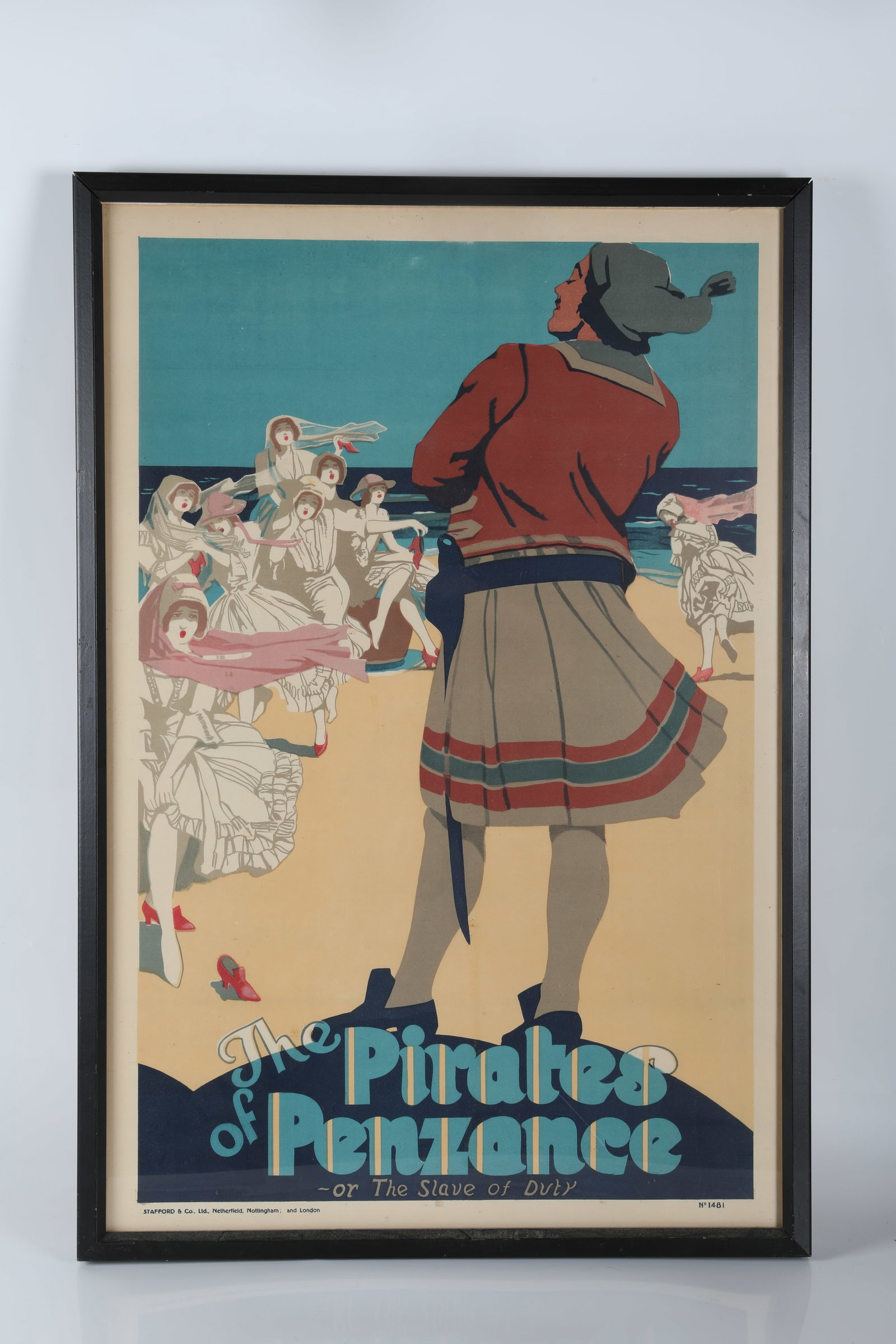 FRAMED POSTER, "PIRATES OF PENZANCE": Printed by Stafford & Co., Ltd., London, No. 1481; frame 31 1/2"x21 1/2", G