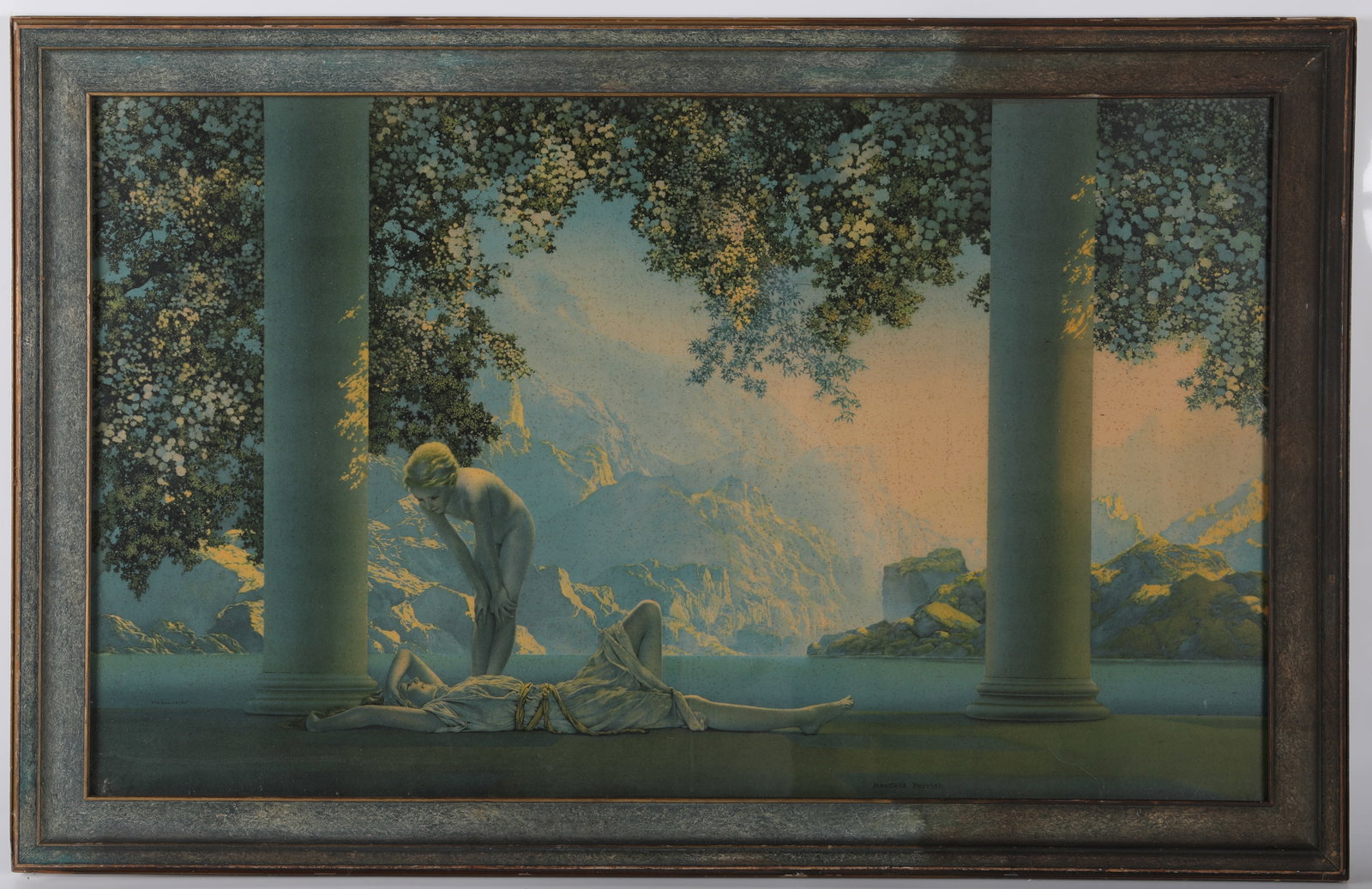 MAXFIELD PARRISH FRAMED PRINT: Daybreak"; image 18"x30" - frame 21"x33