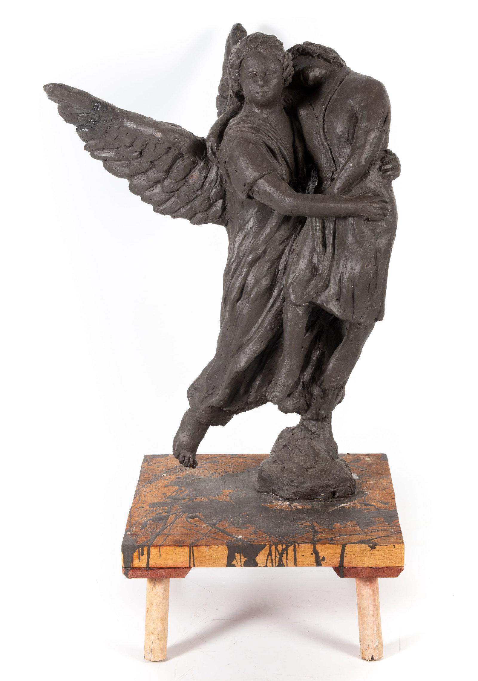 ANGEL ARTIST STUDY: Clay study; unsigned H-18" (with stand - 23"); normal wear, G